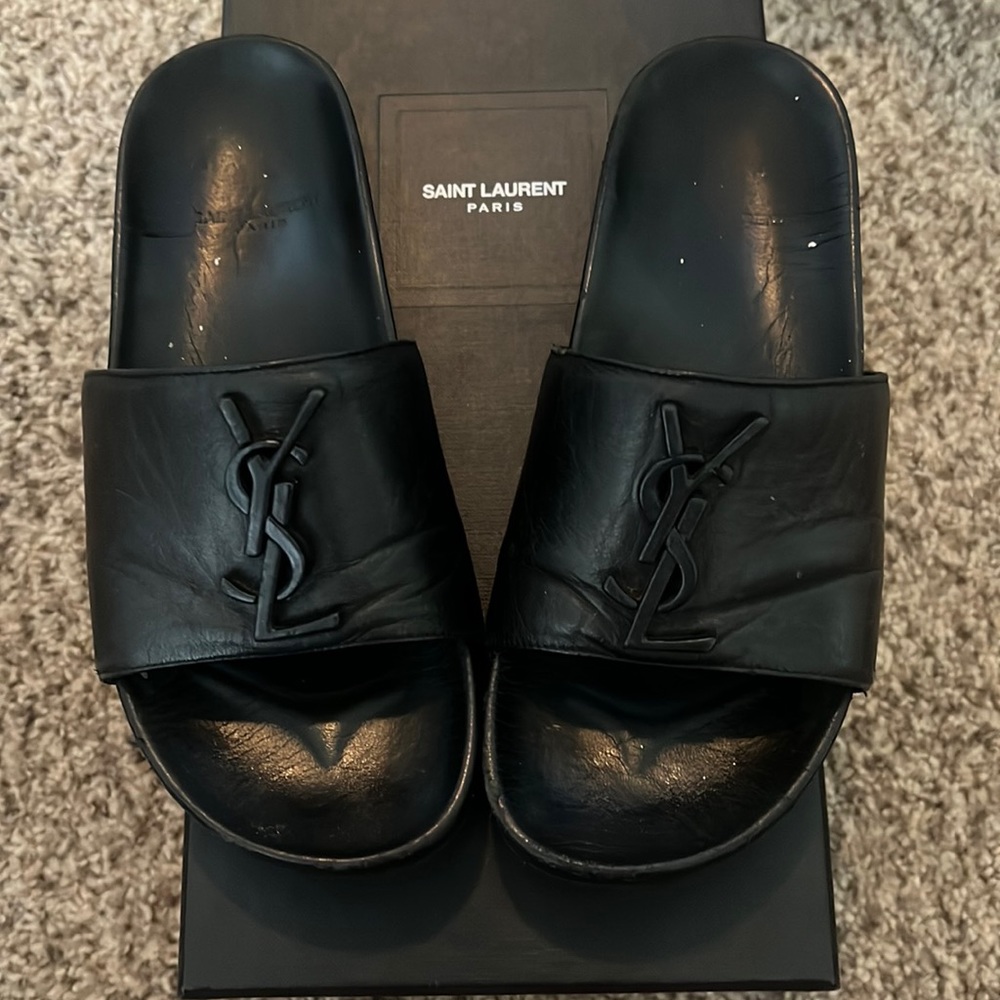 Saint Laurent leather slides
